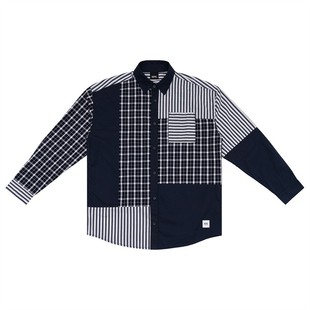 XPX 周柏豪 MULTI PATCHED CHECKS  BLOCKS 补丁拼接长袖衬衫