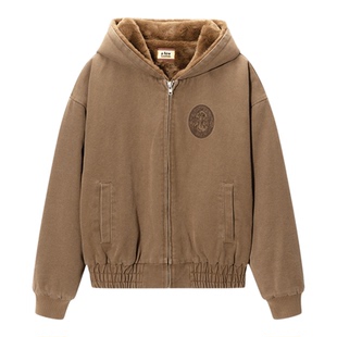 AFGK25FW天使logo座山雕毛领外套情侣连帽棉衣春秋复古宽松上衣