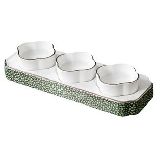 ｜魔鬼纹｜《秋思三格托盘》陶瓷两三格凉菜小吃配菜拼盘酒店餐具