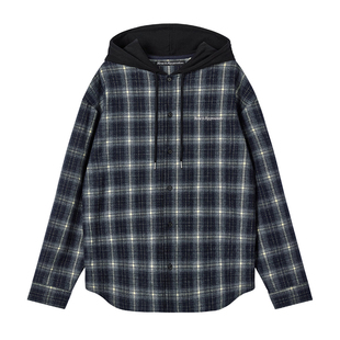 RestandRecreation官方2025秋冬新款RR格纹logo刺绣连帽卫衣外套