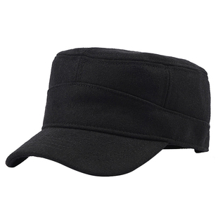 冬天防风后封口真羊毛呢帽子男士保暖大码全封平顶帽大头围鸭舌帽