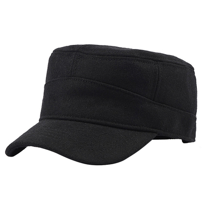 真羊毛呢冬季加绒保暖平顶帽男士