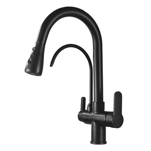 全铜体三合一纯净水龙头厨房抽拉冷热龙头家用水槽洗菜盆增压龙头