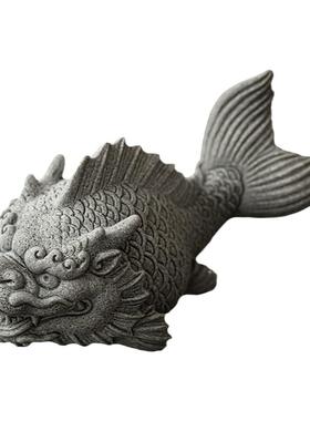 龙鱼茶宠茶玩摆件青砂石桌面装饰