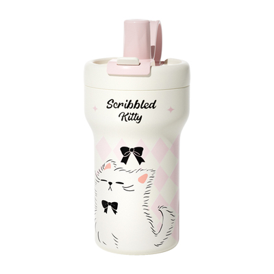 hoomey保温杯女陶瓷内胆咖啡杯2025新款高颜值保冷吸管水杯子学生