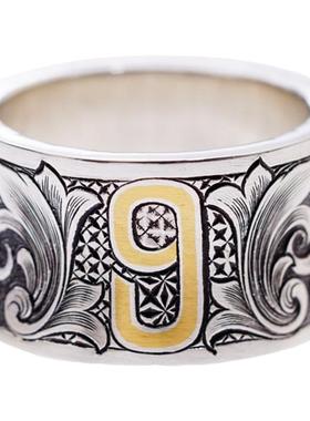 渡鸦原创手工林赛雕金925银戒指