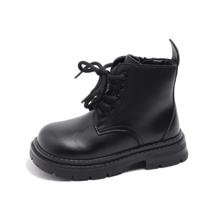 儿童靴子2025春秋新款女童马丁靴真皮短靴秋冬英伦风黑色男童皮靴