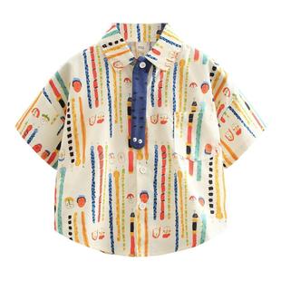 男童短袖衬衫2026新款儿童夏季衣服宝宝夏装韩版洋气潮单件衬衫潮