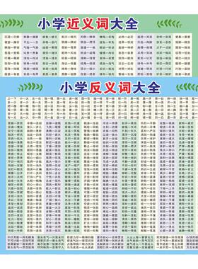 反义词大全知识成语汇总贴纸挂图