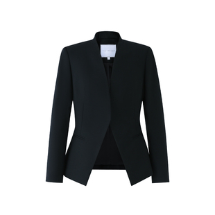 TieForHer Yale律政女主 无领高智感职场通勤女士黑极简西装外套
