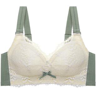 润微乳胶内衣女薄款大胸显小胸蕾丝防下垂收副乳无钢圈大码文胸罩