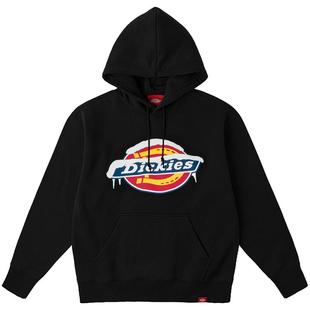 Dickies帝酷适25秋冬堆雪logo印花连帽抓绒 圆领徽章毛圈宽松卫衣