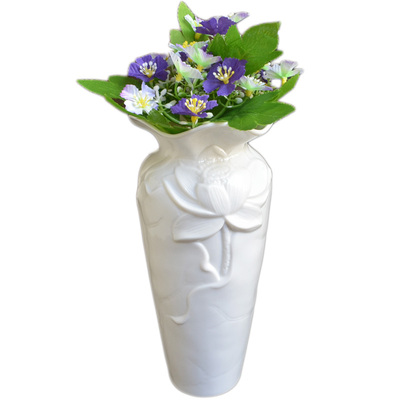 陶瓷插花摆件工艺品莲花瓶摆件