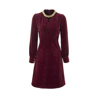 海青蓝2025冬季法式红色千金风连衣裙女气质名媛轻奢小香风中长裙