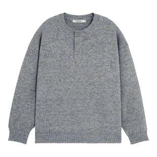 BODYDREAM幻彩马海毛毛衣男老钱毛线衣休闲通勤针织衫/亨利领纽扣