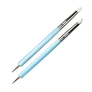 水彩留白液专用硅胶笔 彩铅素描留白划痕笔 压痕笔双头造型点钻笔