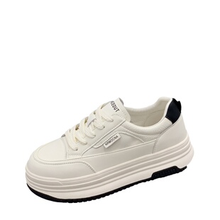 真皮小白鞋女2025秋冬显瘦拼色百搭休闲女鞋轻便舒适厚底加绒板鞋