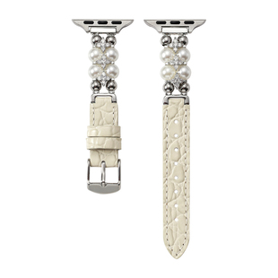 iserisewatch适用于applewatch11代se苹果手表s10珠光鳄鱼纹皮质表带iwatch9轻奢高级感41mm45mm女款精致创意