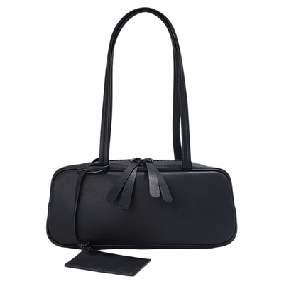 头层牛皮复古法棍腋下包