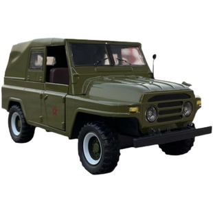 北京吉普212合金属汽车模型军事卡车声光回力老解放儿童玩具摆件