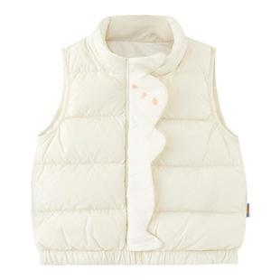 童泰宝宝羽绒马甲秋冬外出男童外套女童背心立领马夹三防轻薄款