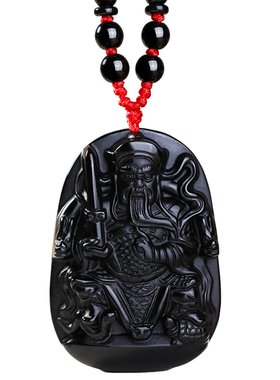 妙韵天然黑曜石真武大帝吊坠