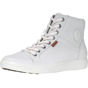 ECCO爱步休闲运动平底高帮鞋 系带小白鞋 柔酷7号女鞋430023