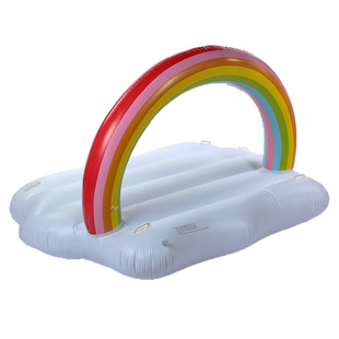 ins网红拍照超大云朵彩虹岛浮排 水上充气超大彩虹拱门浮床2-3人