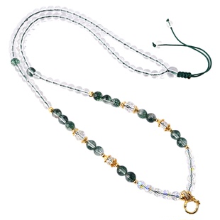 泰伽白水晶佛牌链子幽灵绿唐卡项链玉佛水晶吊坠配链绳多色可选