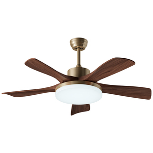 新中式风扇灯胡桃木色客厅灯卧室餐厅灯中古风古铜色实木吊扇灯