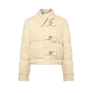 Maison Wester冬季女士小香风钻扣短款羽绒服短裤套装可露丽穿搭