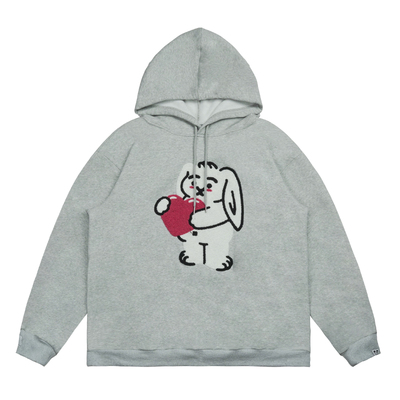 韦恩泽维尔日系毛巾绣连帽厚卫衣