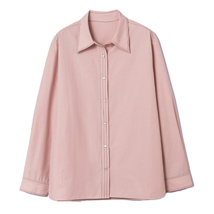 Sue.M 抗皱挺括极简老钱风粉色衬衫女26春新款撞色明线J*S风衬衣