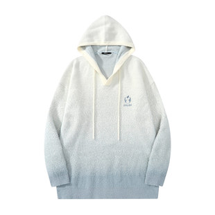 GENANX闪电潮牌2025冬季新款保暖针织衫渐变色马海毛情侣装毛衣男