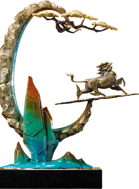 大尺寸高端黄铜中式国风装饰摆件