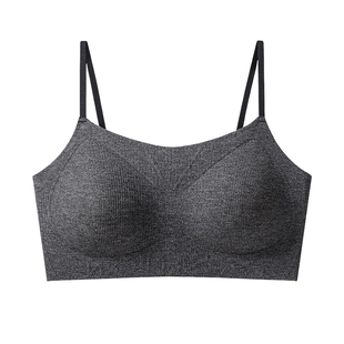 细肩带美背文胸一体背心无痕内衣女聚拢小胸显大吊带运动文胸2025