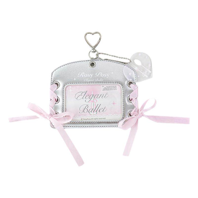 RosyPosy柔设芭蕾风卡套饭卡卡套校园卡身份证保护套横版皮质硬卡套挂件学生公交卡卡套高颜值ins风追星小卡