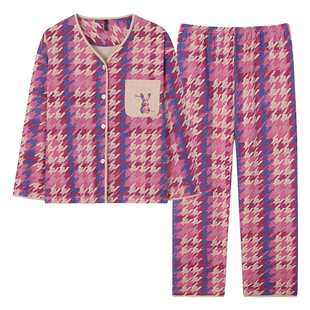 古今睡衣女款2025春秋季新款纯棉长袖开衫可外穿秋冬季家居服套装