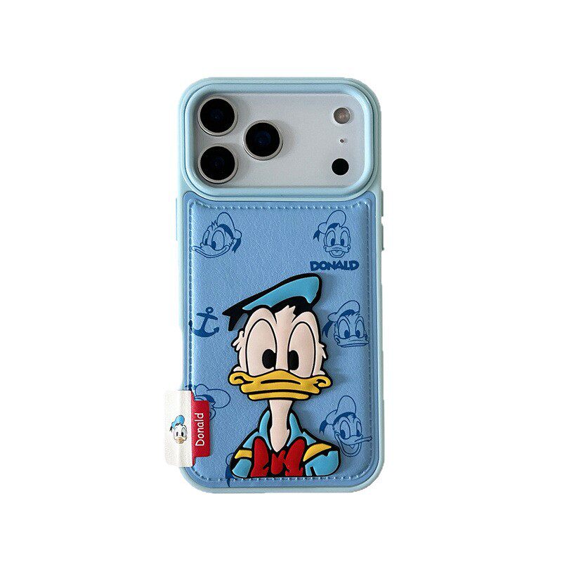 【八囍家】 卡通可爱动物唐老鸭黛丝适用iPhone17Air手机壳皮质苹果17少女心16小众15粉色14双层防摔保护套