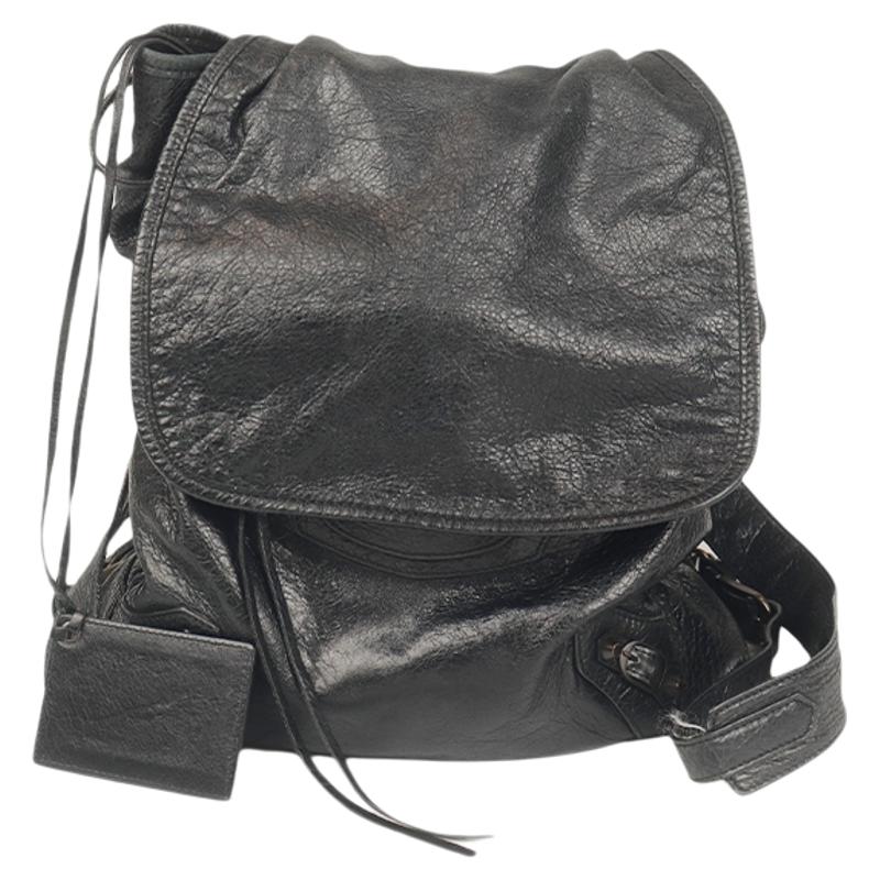 【自营】中古8.5新巴黎世家BALENCIAGA LECITY黑色做旧羊皮双肩包