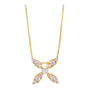 【双面女王】X钻石项链 女四叶草交叉锁骨链纯银镶钻十字架礼物潮