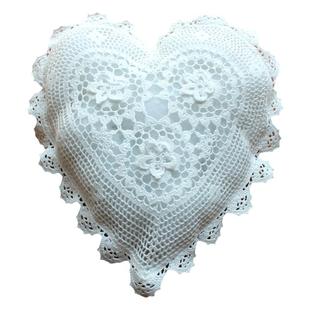 可拆洗欧式外贸白色手工钩针心形香袋香囊饰物袋餐垫杯垫送人礼袋