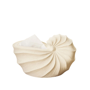 中古风法式轻奢海螺贝壳纸巾盒高档带弹簧磨砂陶瓷抽纸客厅创意