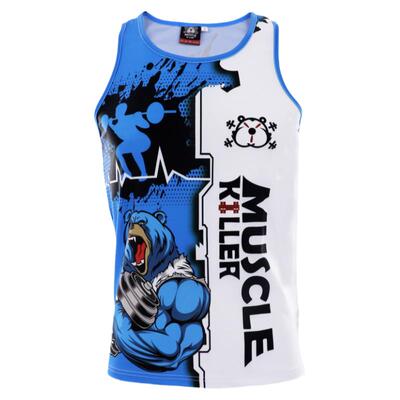 健身房穿搭速干蓝色无袖可定制