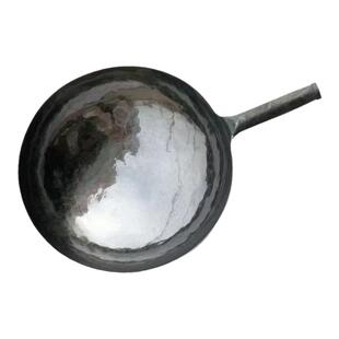 章丘黑锅无涂层正品章丘手工铁锅圆底燃气灶不生锈不粘锅老式炒锅