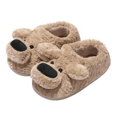 憨憨大鼻狗情侣棉拖鞋包跟外穿女