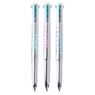 四色中性笔高颜值ins风大容量按动式多功能做笔记专用的多种颜色合一体速干顺滑0.5mm书写签字水性绿红蓝黑色