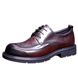 鳄鱼纹皮鞋男士真皮商务英伦风通勤增高新郎结婚鞋高端奢侈大头鞋