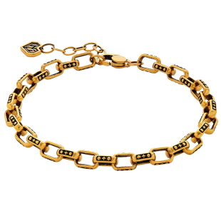 黑金密语十字环黄金手链男士金链潮酷足金时尚百搭男款素金手饰