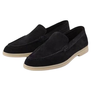 西班牙MD女鞋蓝色英伦风真皮乐福鞋平底休闲舒适懒人鞋单鞋